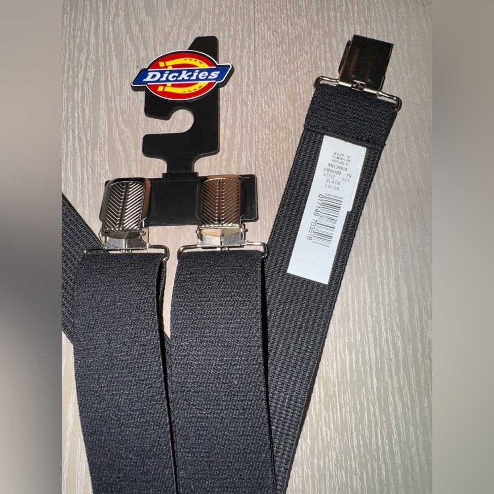 Dickies Men's black Elastic Solid Color Suspender with Belt Clip-End